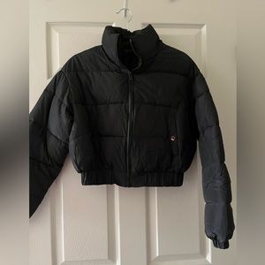 Black Cropped Puffer Coat